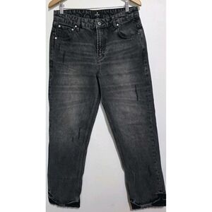 New REPRESENT R2 Stepped Hem Denim Black Distressed Straight Leg Jeans Men 32x31